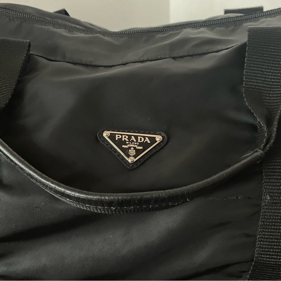 Prada Vintage Nylon Black Duffel Travel Bag Carry On Authentic Vintage - Picture 11 of 15